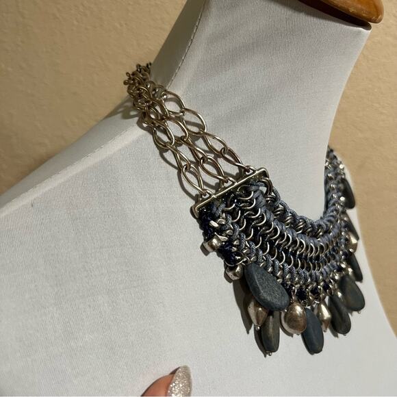 Chico’s silver blue beaded dangly necklace - Picture 3 of 5